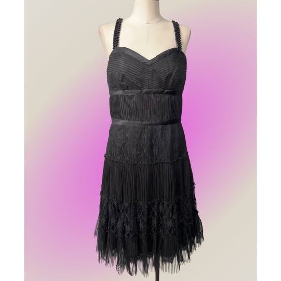 Antonio Melani Black Vintage 40s Look Old Hollywood Lace Cocktail Dress 10 L NEW - Picture 4 of 14